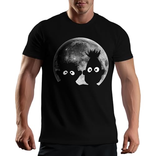 Puppets Bert and Ernie in The Moonlight Shadow - Camiseta para hombre, Negro, M