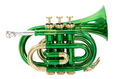 Roy Benson Bb Pocket-Trumpet MOD.PT-101E lacquered finish, incl. light rectangular case, Yellow,Green,Gold (RB701008)