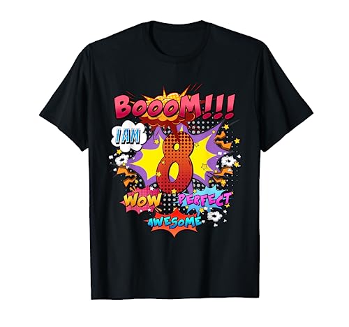 Estilo cómic para niños, 8 años, 8 años. Camiseta