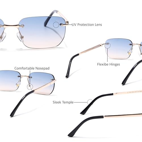 Image of Voyage Rimless Polarized Sunglasses for Men & Women (Black Lens | Black Frame - MG7601)