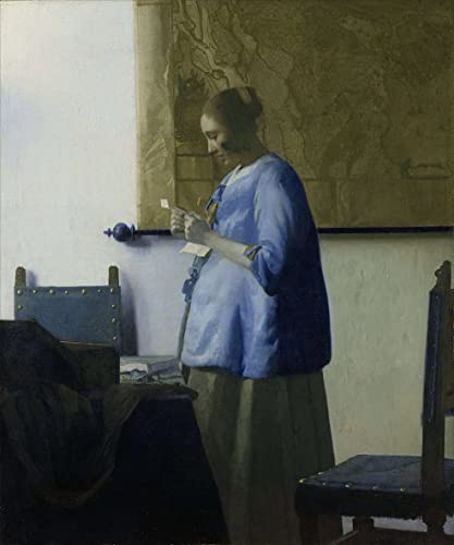 Poster Vermeer La Liseuse à la fenêtre toile sans cadre 58x90 cm decoration interieure salon salon