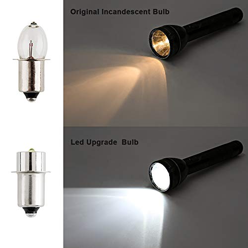 TRLIFE Maglite Replacement Bulbs, Set of 2 Maglite LED Conversion Kit 3W 3V LED Flashlight Bulb P13.5S PR2 Maglite LED Bulb for 2 Cells C&D Maglite Flashlight Headlight