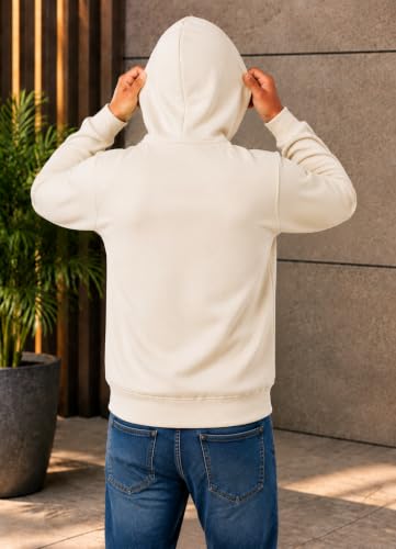 Mack Jonney Men's Fleece Hooded Sweatshirt Offwhite - Image 5
