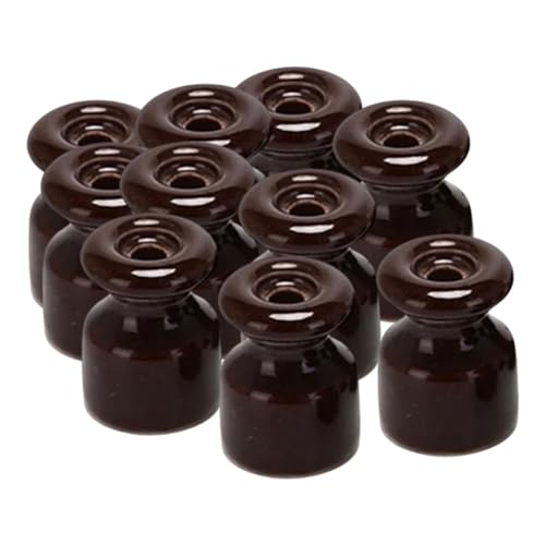 Oshhni 10 Piezas Aisladores de Pequeños Aisladores de Cerámica Retro Accesorios Eléctricos para Cableado de Pared de Cable Trenzado, marrón