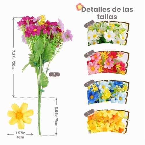 Miniatura 6 de 6 Pcs Margaritas Artificiales Exterior, Decoracion Exterior Ramos, Plantas Artificiales Flores Plastico, Flores Artificiales Margaritas, Para Interior Exterior, Jardin Patio, Maceta Cesta Colgante