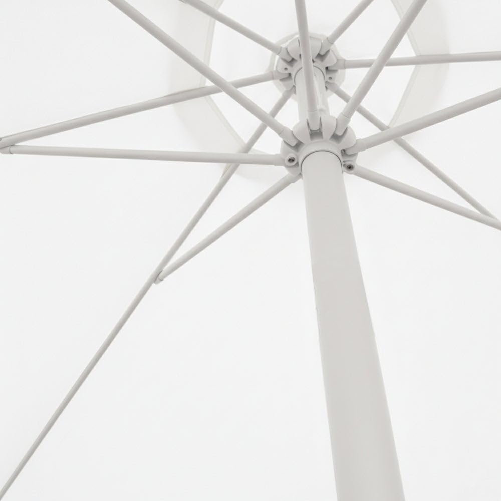 LOLAhome Parasol +RESISTENTE, circular, mástil fijo Ø48mm de aluminio, con Antiviento y Manivela, Elegante y Duradero, tratamiento Anti-corrosión, Para Exterior, Jardín - Tessa Alba
