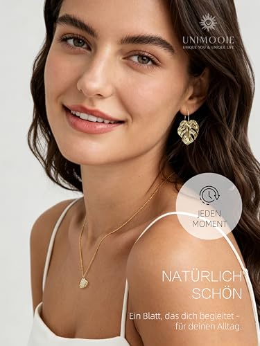 Collier en titane doré pendentif feuille de monstera étanche - 6