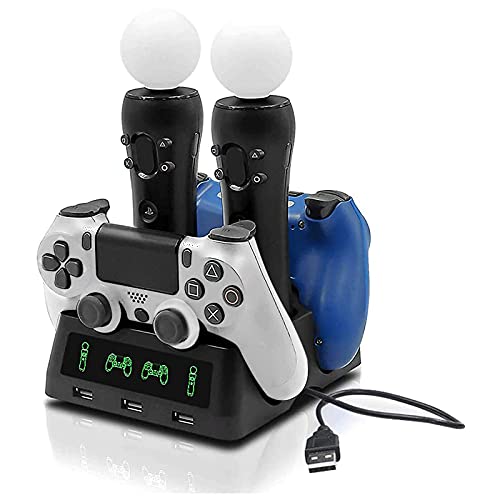 Tihokile PS4 Controller Ladestation, Kann die PS4-Konsole und den PS4-VR-Controller für Play Station 4 VR Pro Slim , Fast Power Design, mit Smart Indicator Füllen