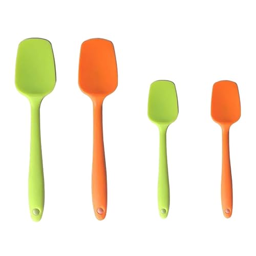 BLUGUL 4 Piezas Espátula de Cuchara de Silicona, Resistente al Calor, para Hornear y Mezclar, en Forma de Pala, Grande y Pequeño (GN+OR)