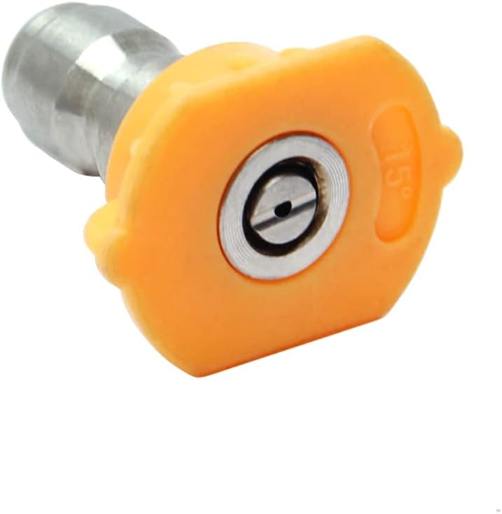 MroMax Pressure Washer Spray Nozzle Tips, 1/4" Stainless Steel, Yellow 1Pcs (15 Degree, 1.2mm Orifice Diameter)