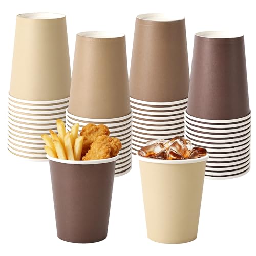 COSINIA 60 Pack 9 Ounce Brown Disposable Paper Cups Heavy-Duty PE Lined with 4 Gradient Colors Leak-Proof Party Cups for Birthday DIY & Holiday Gatherings