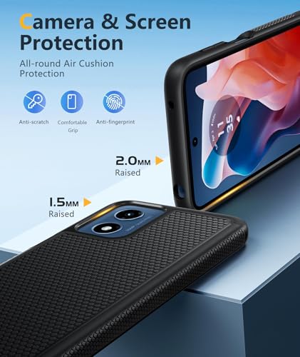 Image of FNTCASE for Moto G-Play 2024 Case: Motorola G Play 2024 Case 14FT Military Grade Drop Protection with Screen Protector Shockproof Rugged Anti-Slip Sweat-Resistant Matte Dual Layer Daily Cover (Black)