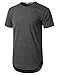 URBANCREWS Mens Hipster Hip Hop Melange Elong Crewneck T-Shirt Charcoal Medium