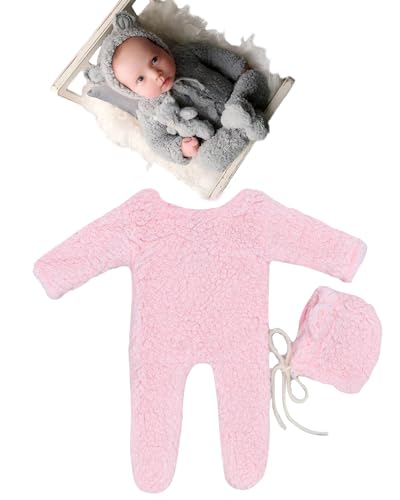 CUTEBBPHOTO Newborn Baby Photography Romper Outfits Boy Girl Infant Photo Crochet Bodysuits Knitted Outfit (Pink2)