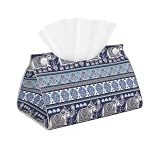 Diseño práctico: con un cierre a presión para una fácil apertura y recarga, esta funda de pañuelos azul de loto indio vintage es práctica y elegante, ideal para decoración de cubículos y decoración de escritorio para mujeres
