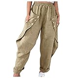 QHDDP Hose Unter Frauen Hose Mädchen Regen Hose Overall Damen Elegant Jugend Schneehosen Jogginghosen Damen. Schwarz 44 Khaki M
