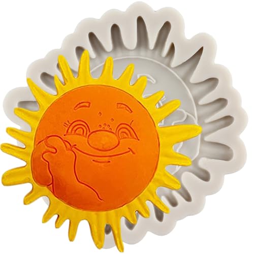 MINFEIDMS Molde de silicona para el sol y la cara del molde del caramelo del chocolate del sol para la decoración de la torta de azúcar Cupcake Topper pasta de goma de goma de polímero