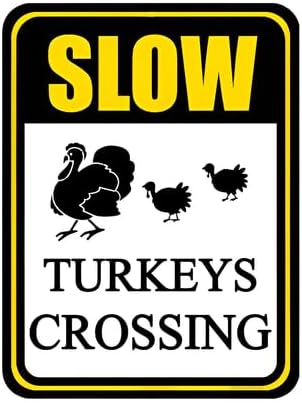 Bidesign Slow Turkeys Crossing Sign - 12x16 Inch Aluminum Weatherproof Outdoor Warning Sign for Roadside, Pond, and Wildlife Crossing Areas