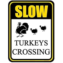 Bidesign Slow Turkeys Crossing Sign - 12x16 Inch Aluminum Weatherproof Outdoor Warning Sign for Roadside, Pond, and Wildlife Crossing Areas