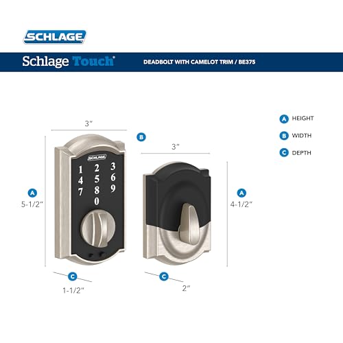 Schlage Touch Camelot Electronic Deadbolt Lock with Touchscreen Keypad, Keyless Front Door Entry, Antique Brass, BE375 CAM 609 by SCHLAGE - Image 5