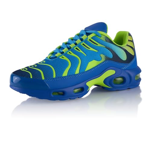 Fusskleidung® Damen Herren Sportschuhe Dämpfung Sneaker leichte Laufschuhe Blau Grün Grün EU 45