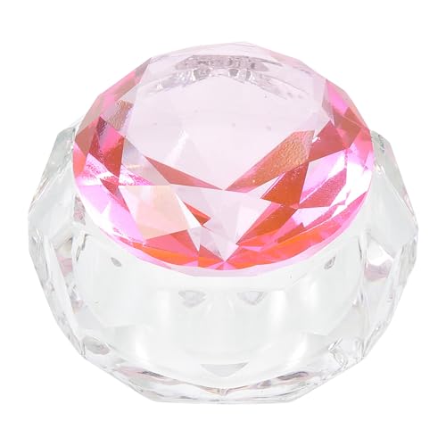 Vaso de cristal para esmalte de uñas con tapa rosa