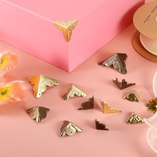 sourcing map 48 Pcs Box Edge Guard, 25mm Decorative Box Corner Cover, Corner Protector, Vintage Stair Dust Corners with Screws, Bronze