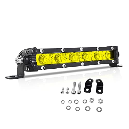 RIGIDON 7 Zoll 18CM 30W Led Lichtleiste KFZ 12V 24V Scheinwerfer Offroad Beleuchtung Flutlicht Led Arbeitsscheinwerfer Bar für Auto SUV UTV ATV LKW Traktor Fahrzeuge, 3000K Gelb Rückfahrscheinwerfer