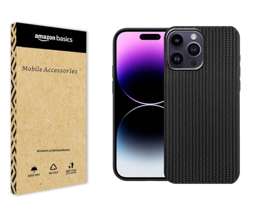 Image of amazon basics Braided Design Case Cover for iPhone 14 Pro | Matte Finish | (Black, iPhone 14 Pro)