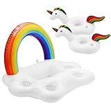 hinchables arco iris  Ndaabaer Soporte hinchable para bebidas, para piscina, arco iris, incluye 2 soportes para bebidas de unicornio, soporte para bebidas flotantes para fiestas en la piscina