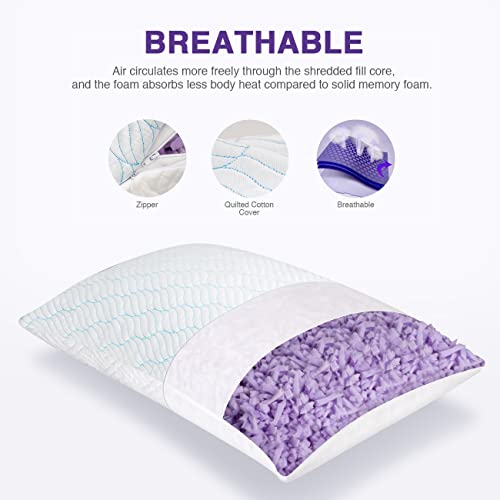 WISHSMILE Cooling King Size Pillows, Pillow King Size Set of 2 Shredded Memory Foam, Cool Cold for Sleeping with Zipper, Adjustable Firmness to Hot, Side, Back and Stomach Sleepers, 2 Pack, 20x36 by WISHSMILE - Image 8