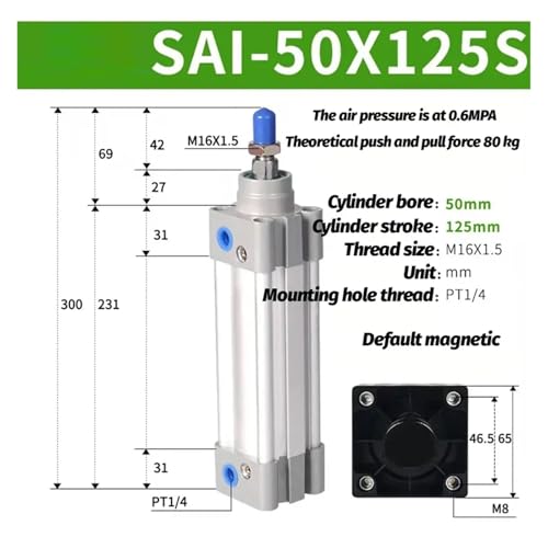 Vérin pneumatique SAI50 double effet standard pour automatisation industrielle - 3