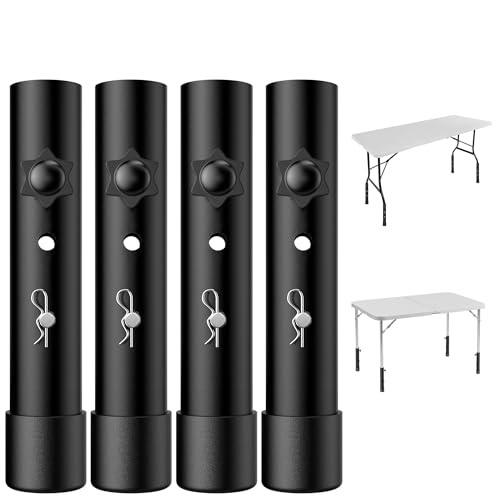 4 Pack Table Leg Extenders for Folding Table Straight/Bent Leg,Heavy Duty Folding Table Leg Risers Extensions,2 Levels/Heights Adjustable Risers Portable For Indoor&Outdoor Use Easy Installation