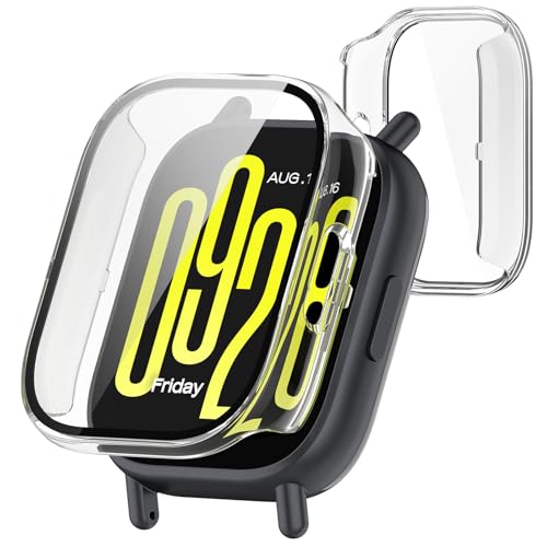 TOORQR For �V���I�~ Redmi Watch 5 active �P�[�X �ی�J�o�[ �����^ PC+�K���X�f�� ��̌^ �S�ʕی� �w��h�~ �����ߗ� �����^ �Ռ��z�� Xiaomi Redmi Watch 5 active �J�o�[�Ή� - �N���A