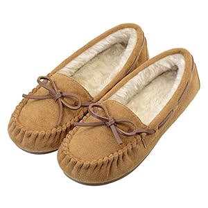 Vonair Women’s Moccasin Slippers Micro Suede Warm Faux Fur Pile Lined Lace-Up Cozy Bow Indoor & Outdoor Moccasins Slip On Loafers Shoes for Women