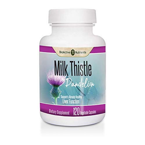BioActive Milk Thistle with Dandelion Root - 120 Vegetable Capsules - Daily Supplement - Supports Liver Function - 250mg Extract 55mg Root Powder per Serving