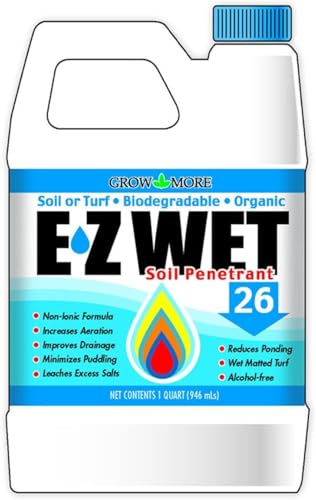 Grow More EZ Wet Soil Penetrant 26% - 1 Quart of Biodegradable Non-Ionic Surfactant - Soil Wetting Agent for Better Drainage & Liquid Aeration for Lawns Nurseries & Landscaping