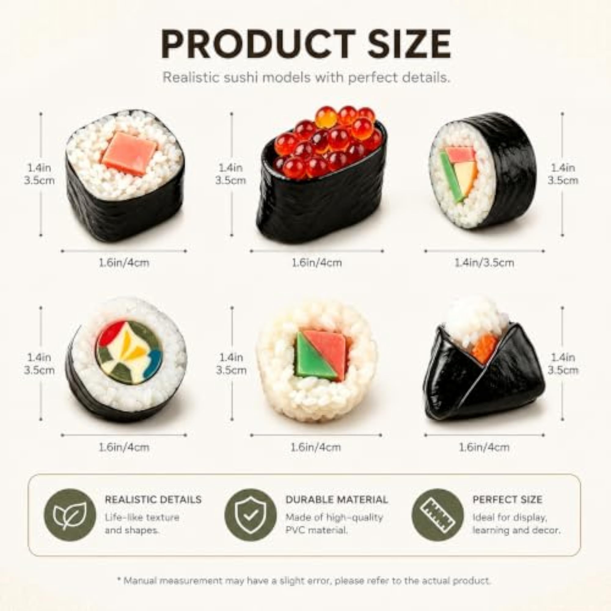 6pcs Artificial Sushi Models for Decoration
