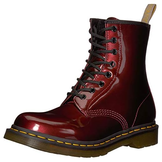 Dr. Martens Dam 1460 W Vegan krom kortskaft stövlar, Röd Oxblood 601-36 EU