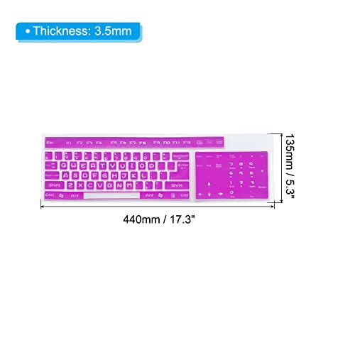 PATIKIL Pc Keyboard Cover Skin Silicone Desktop Keyboard Skin Keyboard Cover for Standard Size PC Computer Desktop Keyboards 17.3"x5.3" Purple Keyboard Cover Skin Protector 1Pcs - Image 2