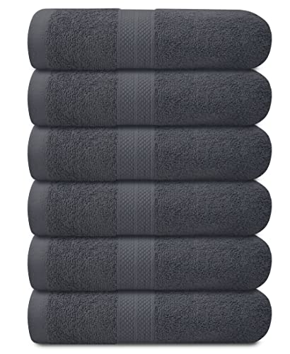Avalon Bath Towels For Bathroom 100% Cotton Grey Bathroom Towels Pack Of 6 (24X48 Inches) - Quick Drying Bath Towels Set Small, Light Weight & Absorbent Perfect Gym & Pool Towel Set #TOP7