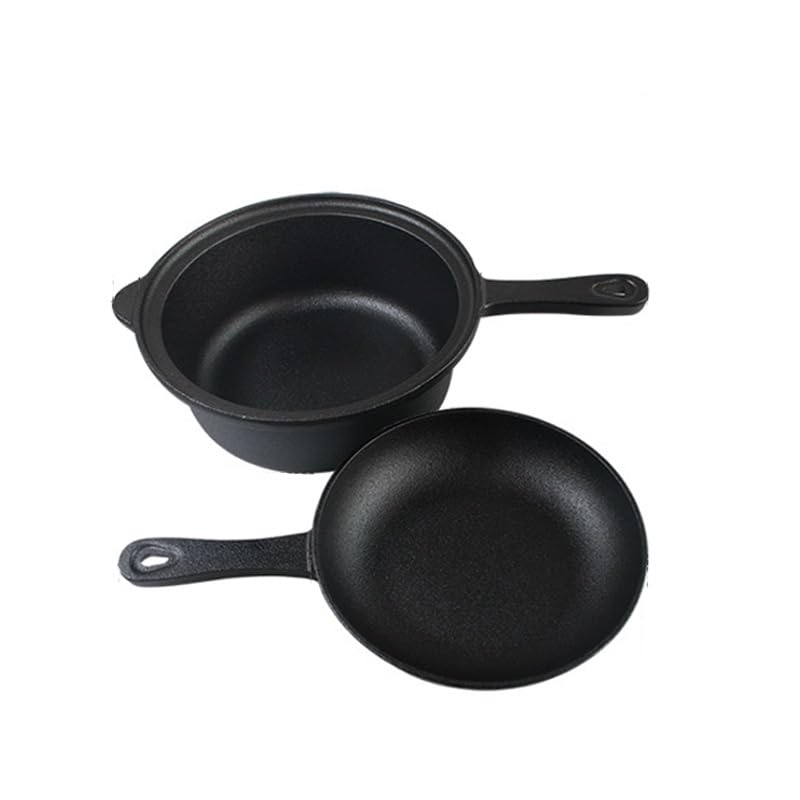 Tegame Terracotta Padella in ghisa non rivestita, casseruola multifunzione, 22 cm