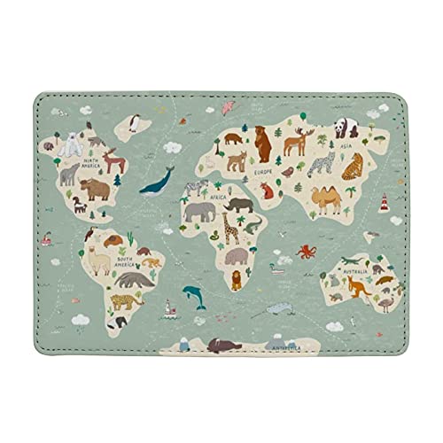 Xollar Passport Holder Covers World Map Cute Animals Pu Leather Travel Wallet Case For Women Men, 3.94 X 5.5 Inch #TOP16