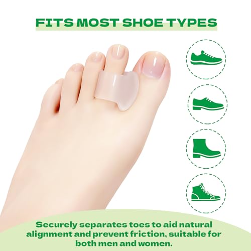LeaOcaao Toe Separators for Women & Men, 12-Pack 1/4\" Thick Gel Toe Spacers, Bunion Corrector, for Overlapping Toes/Bunions/Big Toe Alignment/Spacer and Corrector(White)