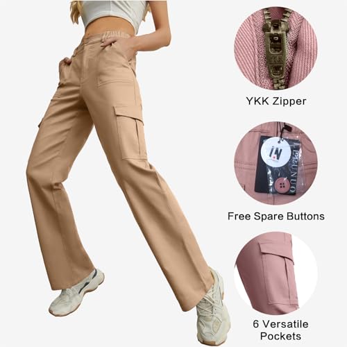 Women's Cotton Casual Military Cargo Combat Work Pants with 6 Pocket Khaki — view 4