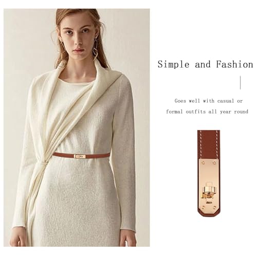 Thin Belts for Women,Turn-Lock Buckle -Adjustable Leather Skinny Waist Belts for Jeans/Dresses3