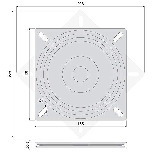 Emuca 3196514 Swivel platform/Rotating base of 360° for cabinet/TV screen, steel, black