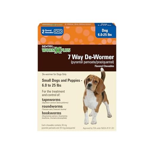 SENTRY HC WORM X PLUS 7 Way De-Wormer (pyrantel pamoate/ praziquantel), for Puppies and Small Dogs, 6-25 lbs, Chewable, 2 Count