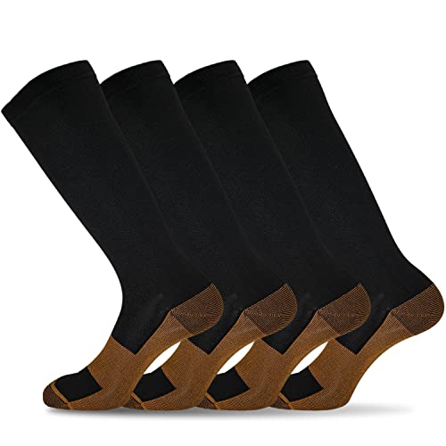 Sainberth Compression Socks For Women & Men Circulation 4 Pairs 15-20Mmhg For Nurse,Medical,Running,Athletic Support Socks,Black #TOP23