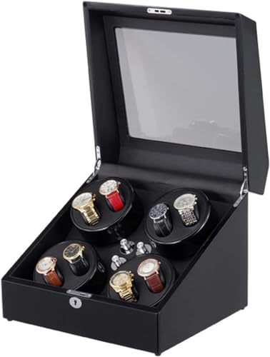 FENOKD Watches and Jewelry Black Watch Winders Box for 8 Automatic Watches, with 4 Rotation Modes, Super Quiet Motor, for Man a